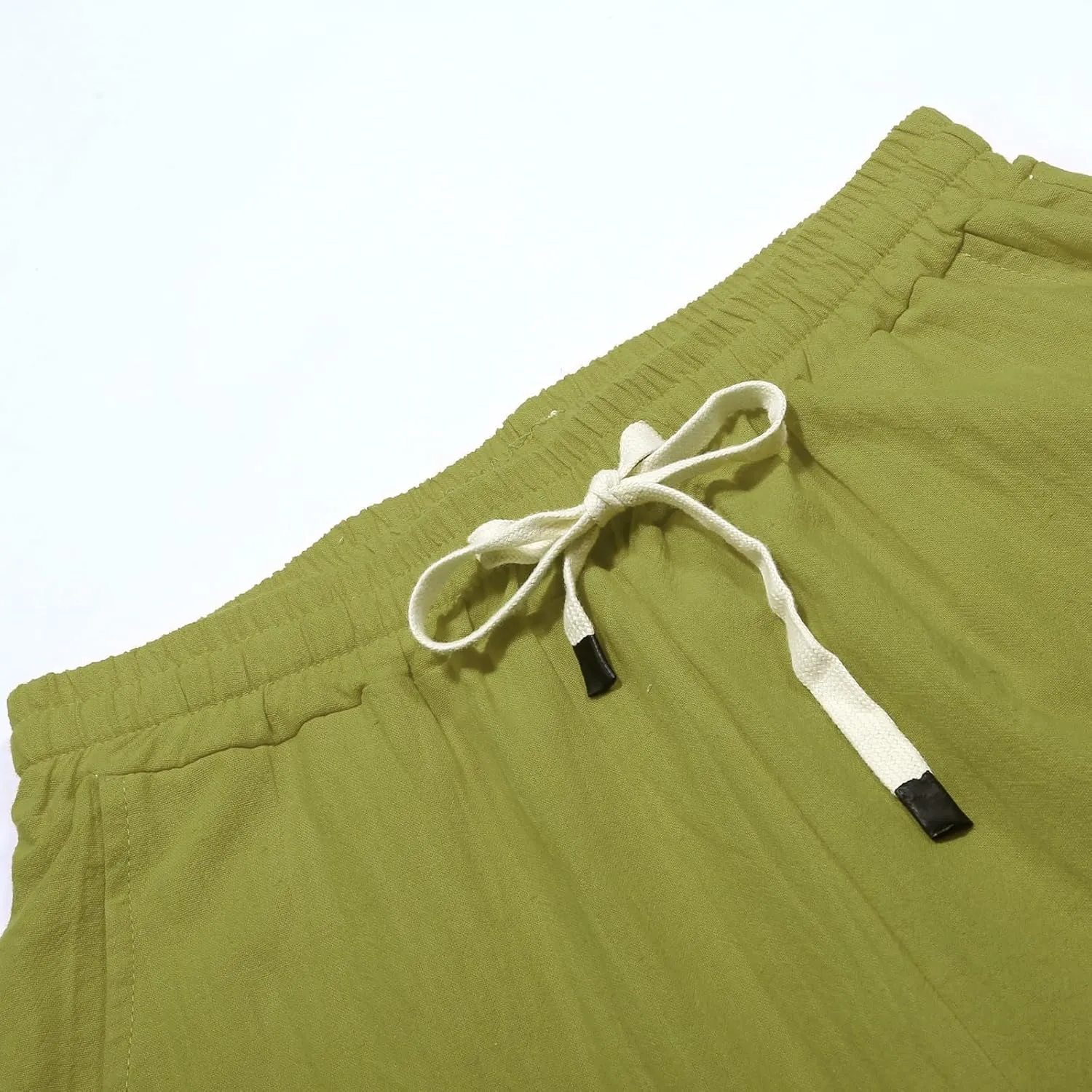 Women's Cotton Linen Summer Casual Pant Trousers Elastic Waist Baggy Stretchy Plus Size Pant Trousers Office