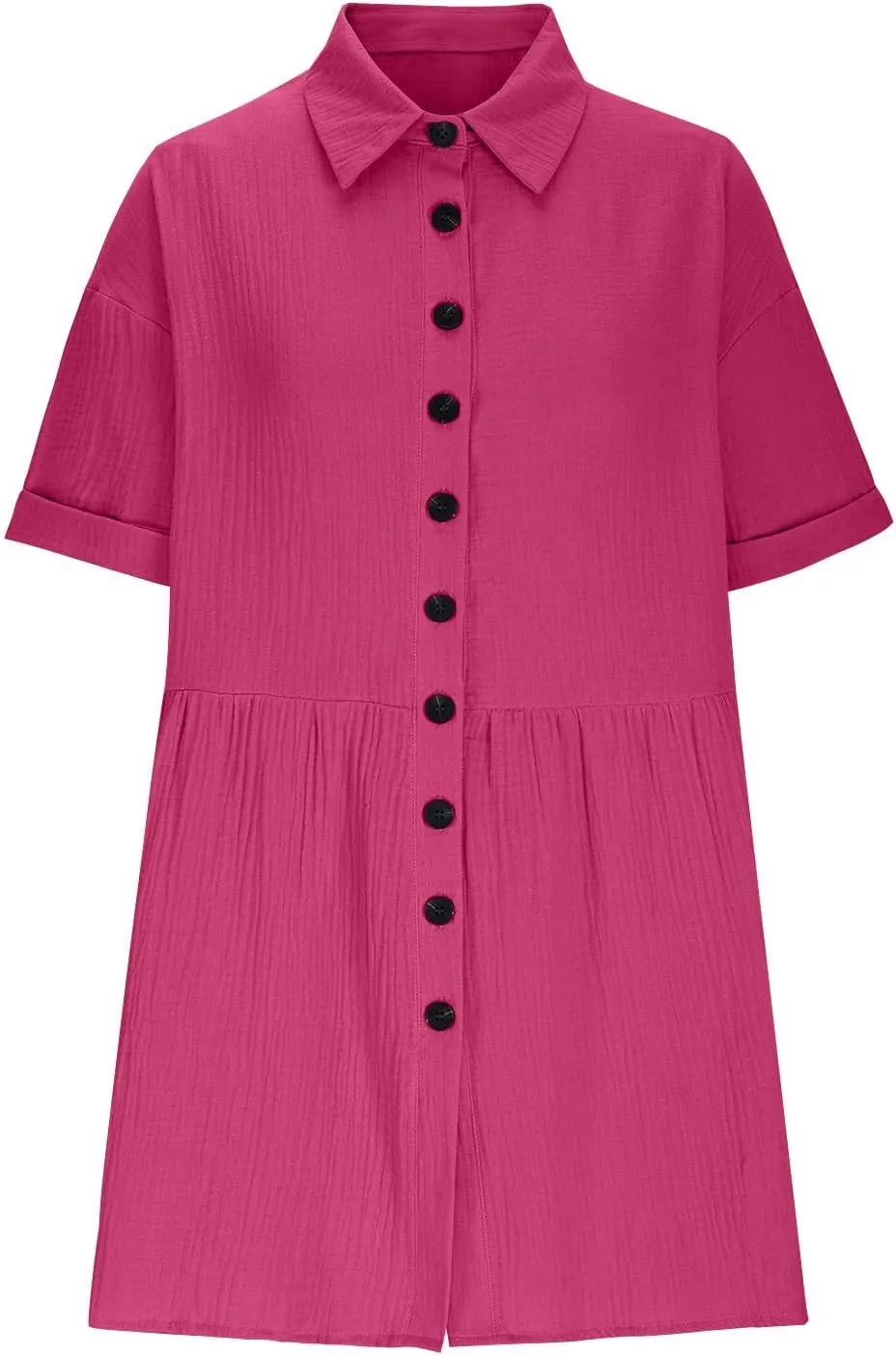 Womens Dresses 2025 Summer Button Down Cotton Linen Beach Mini Dress Casual Loose Fit Short Sleeve V Neck Shirt Dress