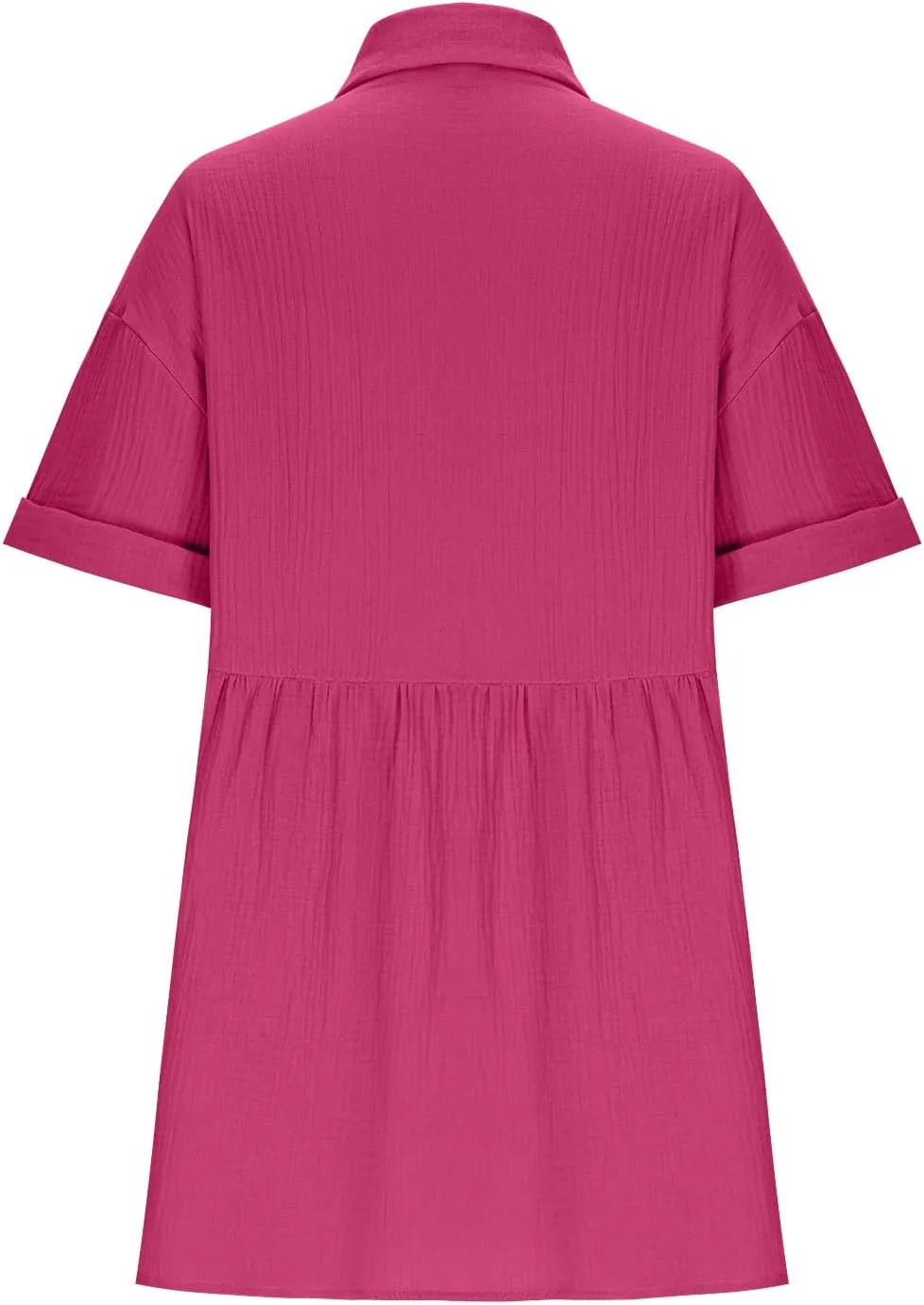 Womens Dresses 2025 Summer Button Down Cotton Linen Beach Mini Dress Casual Loose Fit Short Sleeve V Neck Shirt Dress