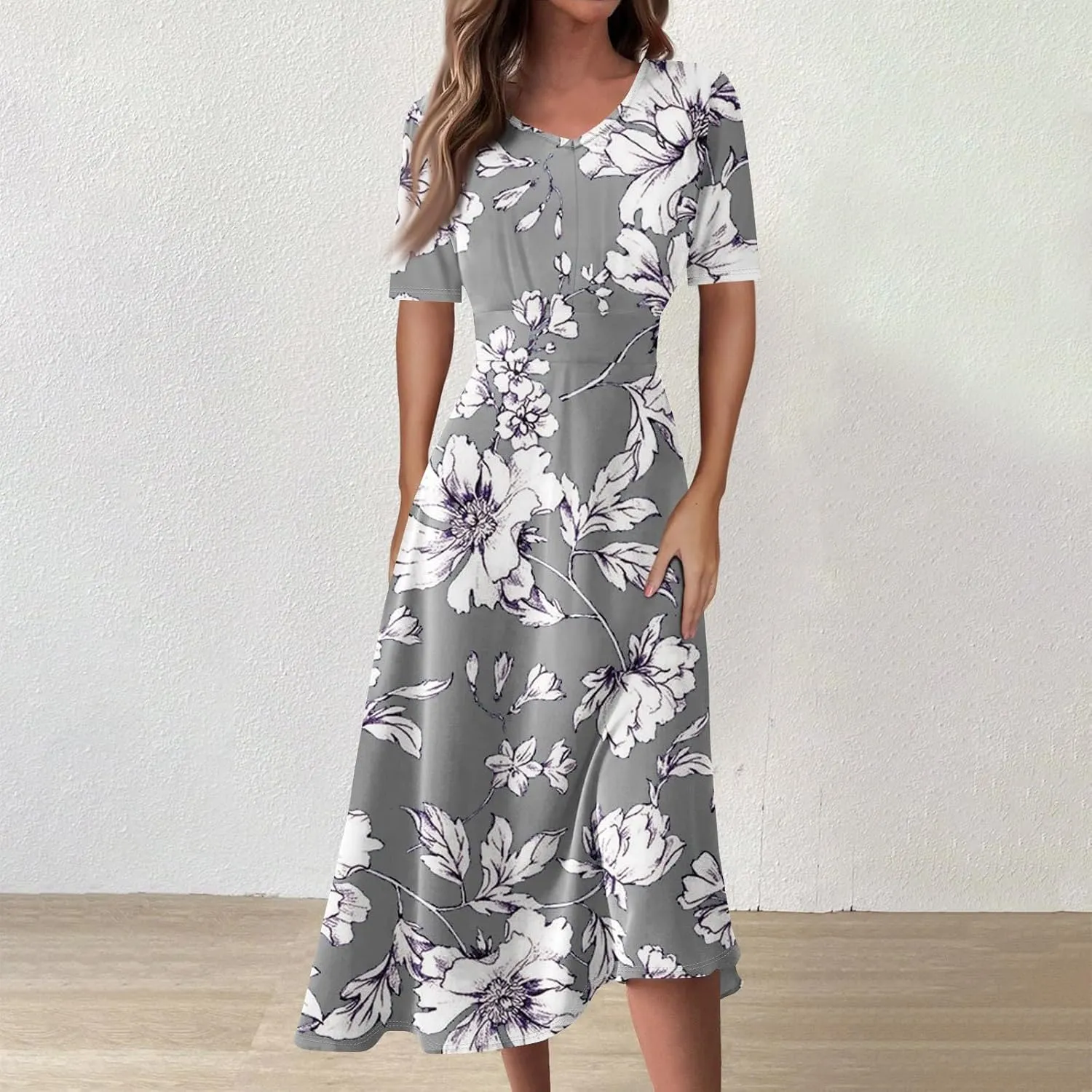 Womens Dresses Cotton Flowy Dresses for Women 2025 Casual Plus Size Floral Print Maxi Dresses