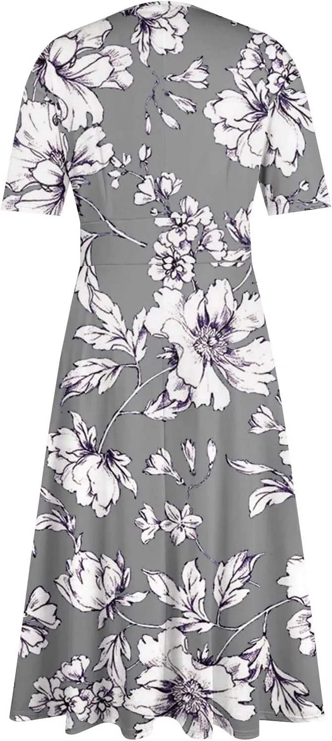 Womens Dresses Cotton Flowy Dresses for Women 2025 Casual Plus Size Floral Print Maxi Dresses