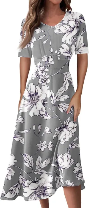 Womens Dresses Cotton Flowy Dresses for Women 2025 Casual Plus Size Floral Print Maxi Dresses