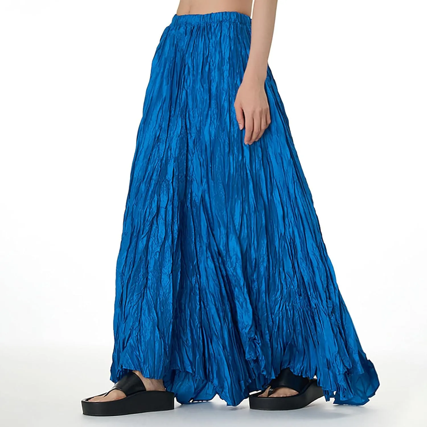 Women's Eleganti Skirts Fluttering Drapey Crinkle Slim Waist Plus Hem Loose Skirt Midi Dress Walking Daily Wear