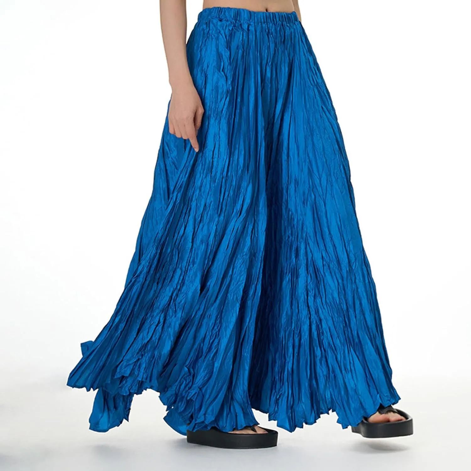 Women's Eleganti Skirts Fluttering Drapey Crinkle Slim Waist Plus Hem Loose Skirt Midi Dress Walking Daily Wear