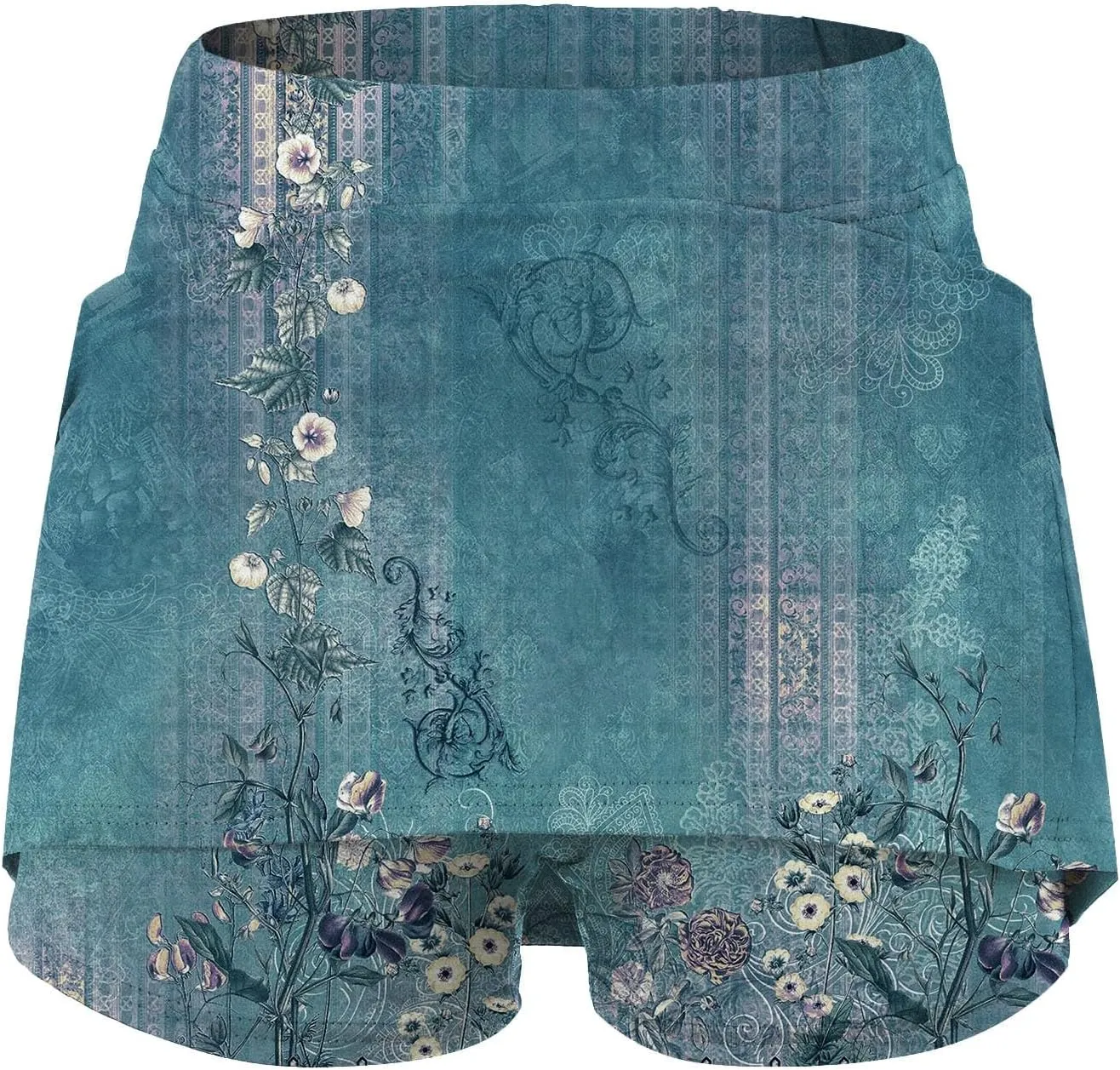 Womens Floral Tennis Skorts Cute Boho Beach Skirts High Waisted Athletic Skort with Pockets Summer Casual Hawaii Mini Skirts