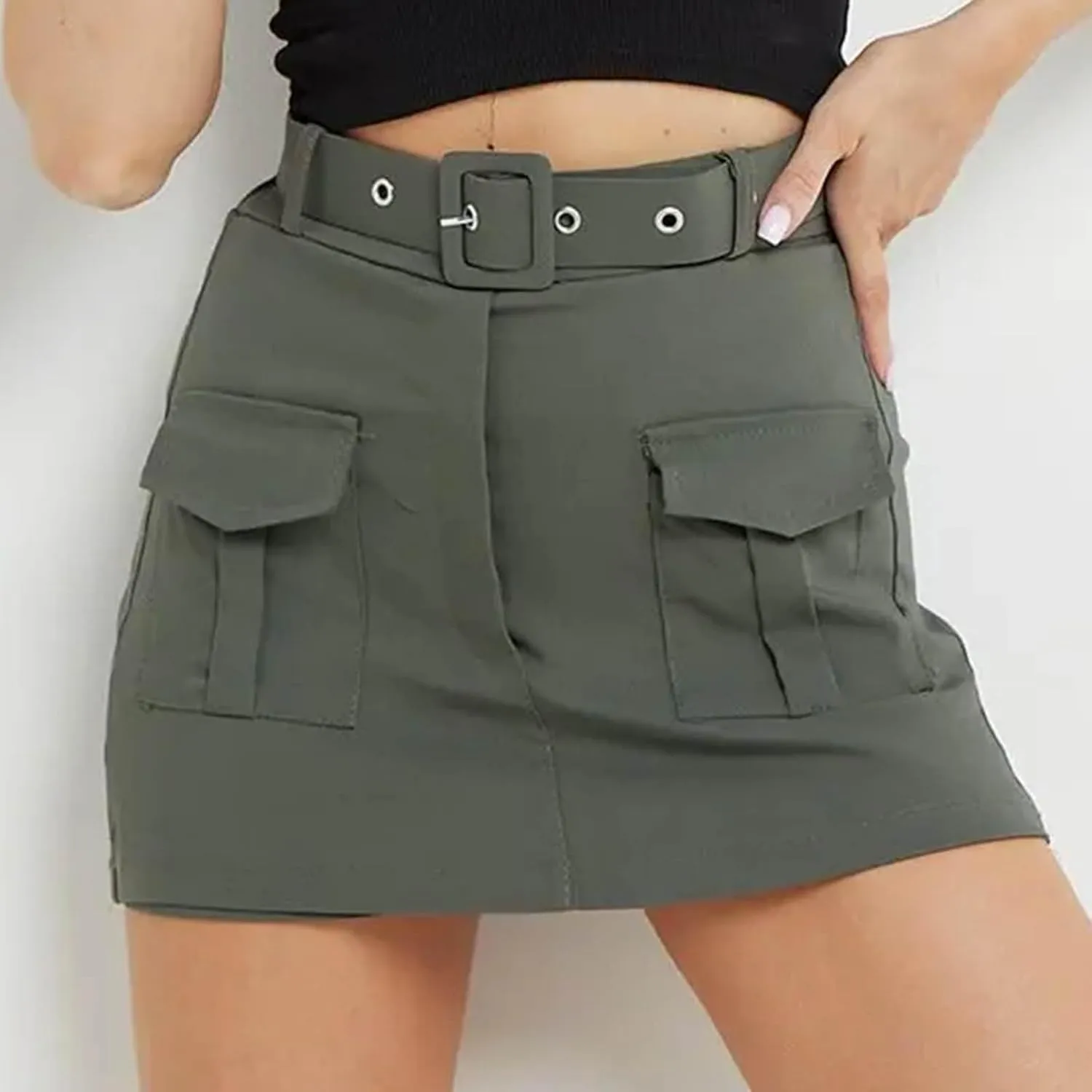 Women's Hiking Cargo Skorts High Waisted Dressy Casual Shorts with Pockets Elegant Ladies Office Work Mini Skirts
