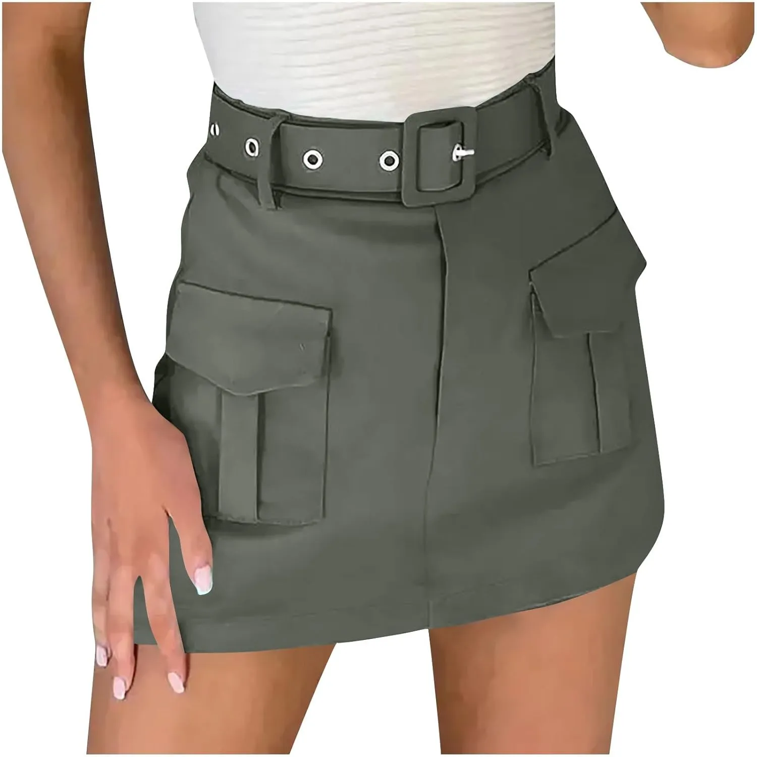 Women's Hiking Cargo Skorts High Waisted Dressy Casual Shorts with Pockets Elegant Ladies Office Work Mini Skirts