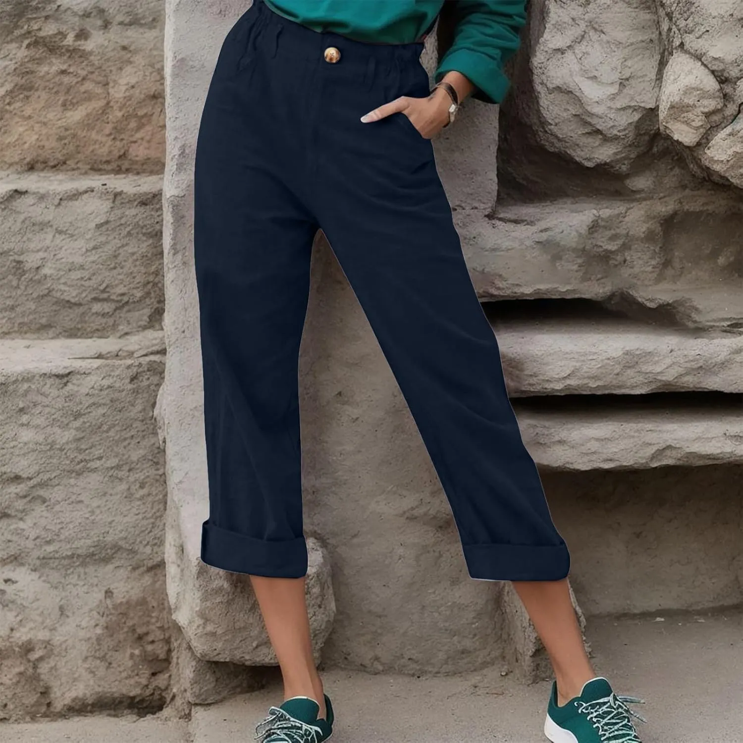 Womens Linen Blend Summer Palazzo Palazzo Lounge Pants Low Waist Straight Loose Fit Palazzo Pants Beach