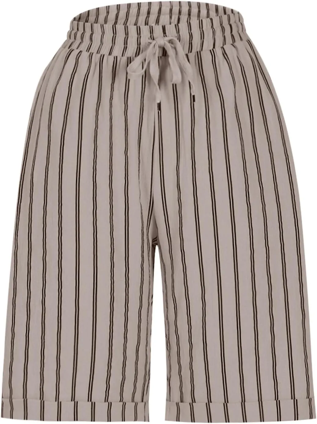 Womens Linen Wide Leg Pants Loose High Waisted Drawstring Baggy Beach Trousers Casual Bermuda Shorts with Pockets