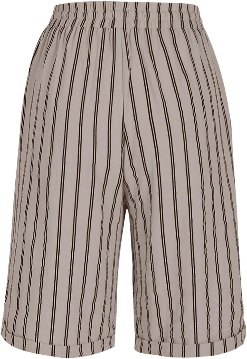 Womens Linen Wide Leg Pants Loose High Waisted Drawstring Baggy Beach Trousers Casual Bermuda Shorts with Pockets