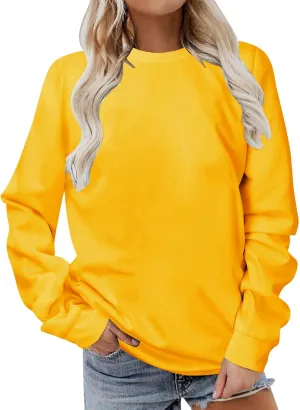 Womens Long Sleeve Crewneck Sweatshirt Fall Fashion 2024 Dressy Casual Loose Comfy Pullover Tops Regular Fit