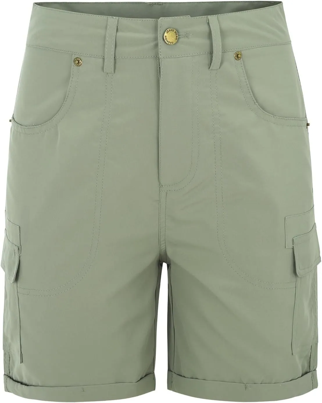 Women's Loose Solid Color Mini Pant,Summer Beach Shorts with Buttons,Cargo Hot Pants for Casual Wear