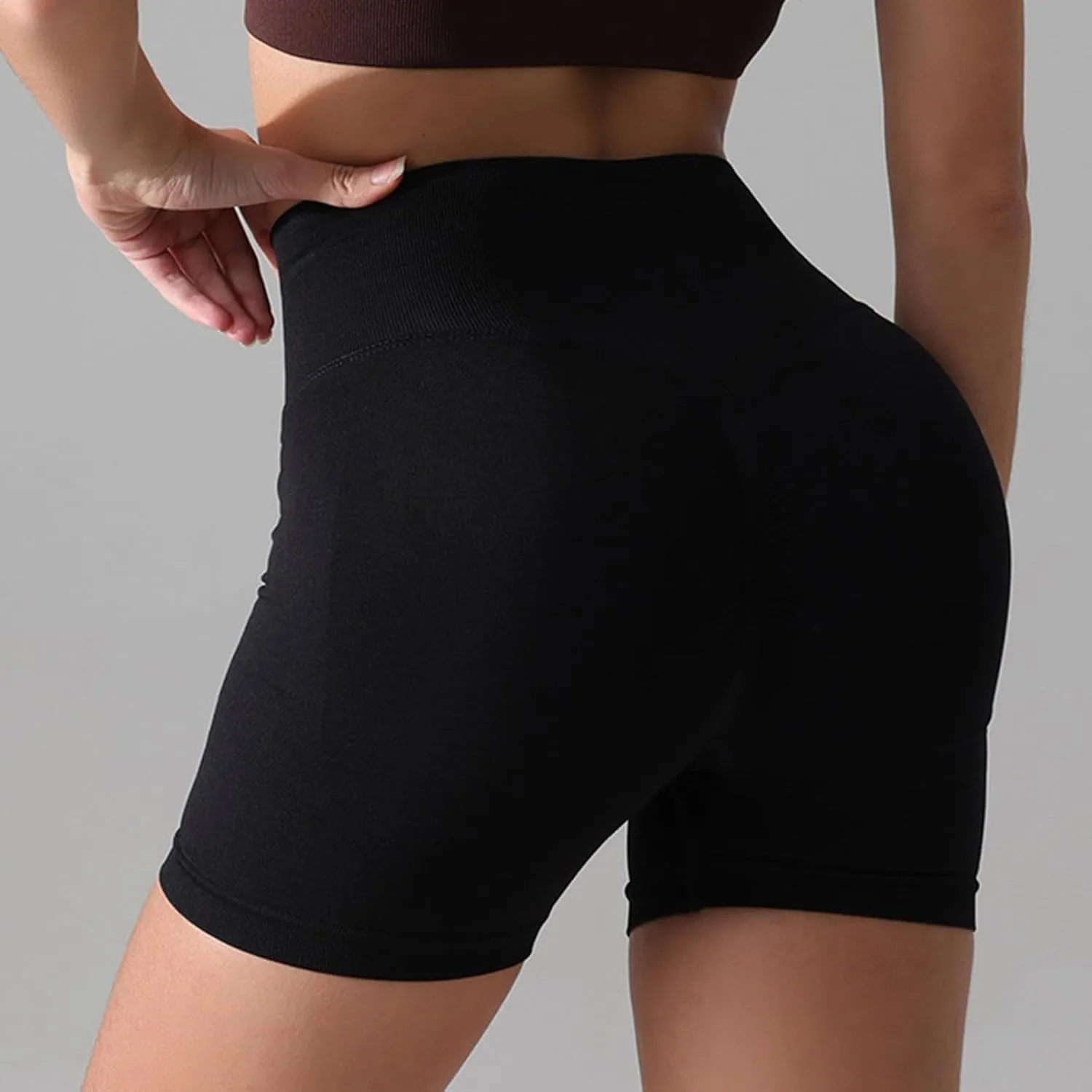 Women's Naked Feeling Biker Shorts Women's Hip Running Five Point Fitness Pants High Waisted Hip Tight