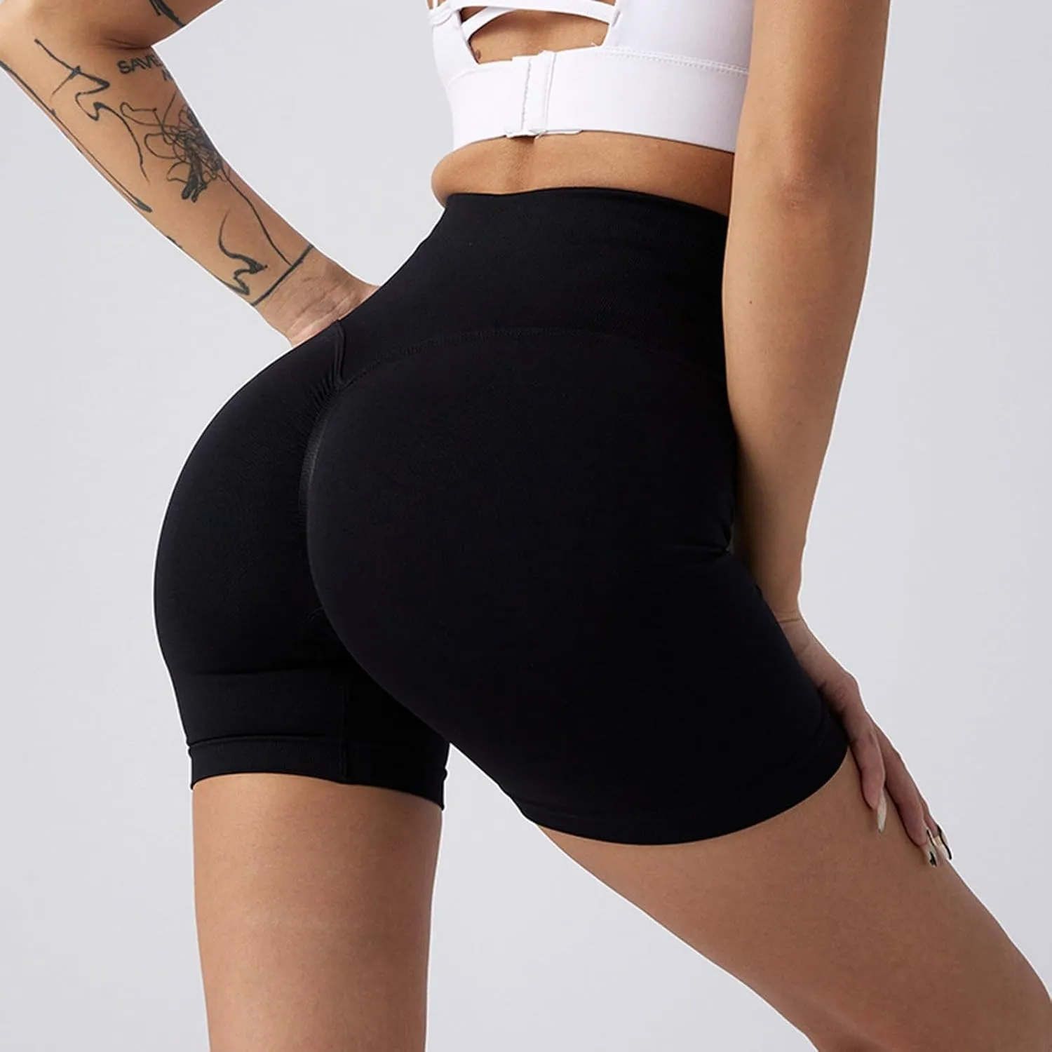 Women's Naked Feeling Biker Shorts Women's Hip Running Five Point Fitness Pants High Waisted Hip Tight
