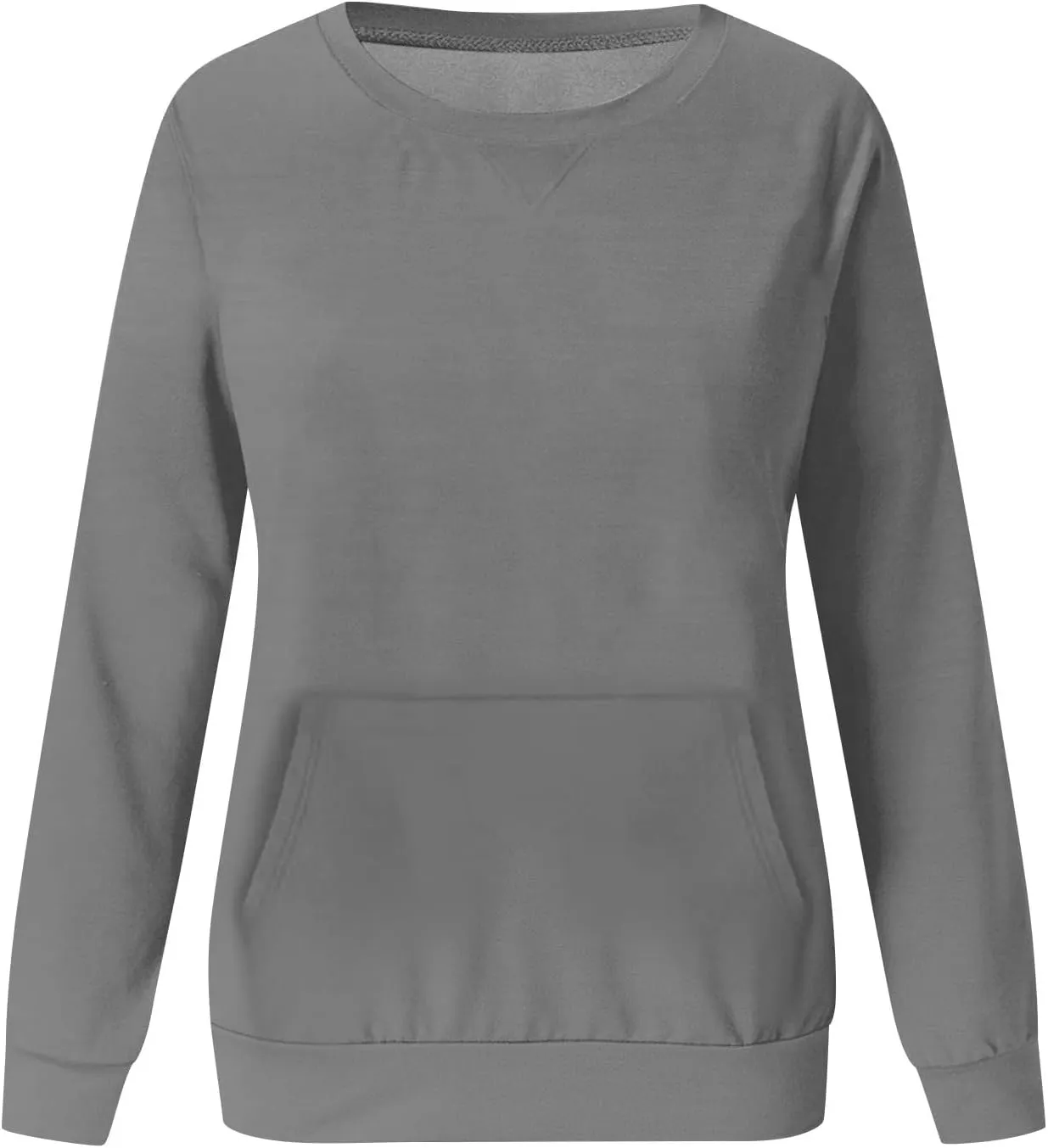 Women's No Hood Sweatshirt with Pocket Crewneck Pullover Shirts Casual Cute Fall Tops Solid Loose Fit Active Sweater T Shirt