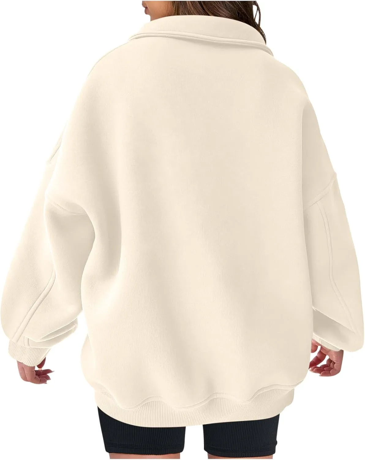 Women's Oversized Quarter Half Zip Hoodies Sweatshirt,2024 Winter V Neck Long Sleeve Pullover Tunic Trendy Clothes