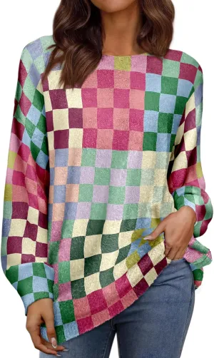 Womens Oversized Sweaters Fall 2024 Crewneck Knit Graphic Printed Pullover Sweater Tops Trendy Outfits