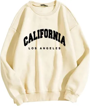 Women's Oversized Sweatshirt Los Angeles California Crewneck Long Sleeve Casual Loose Pullover Tops Fall Pullover Sweatshirt