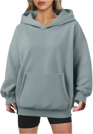 Womens Oversized Sweatshirts Pullover Hoodies Fleece Sweaters Long Sleeve With Pockets Winter Fall Outfits Y2k Clothes