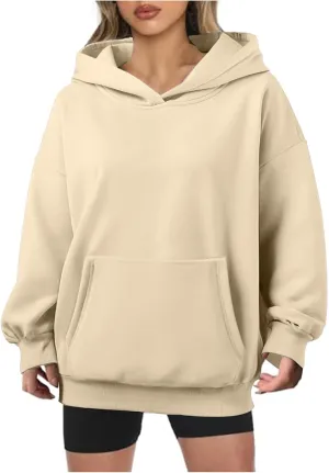 Womens Oversized Sweatshirts Pullover Hoodies Fleece Sweaters Long Sleeve With Pockets Winter Fall Outfits Y2k Clothes