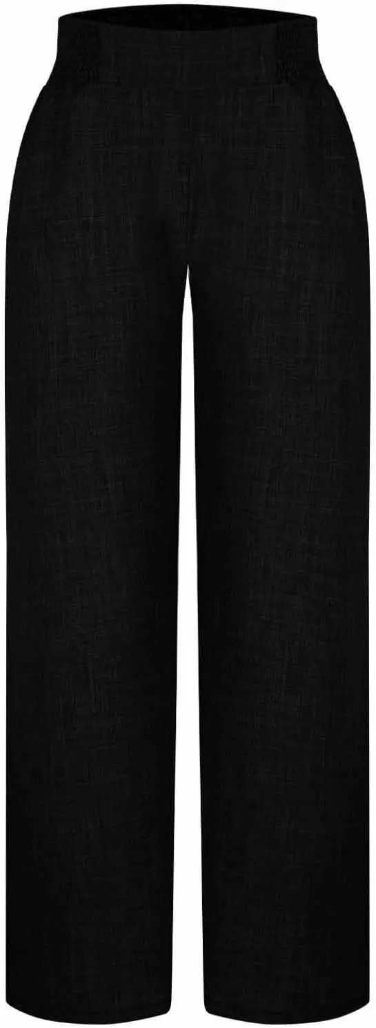 Womens Petite Wide Leg Pants Casual Summer Dress Pant High Waist Straight Trousers Joggers Slacks Outfits with Pockets
