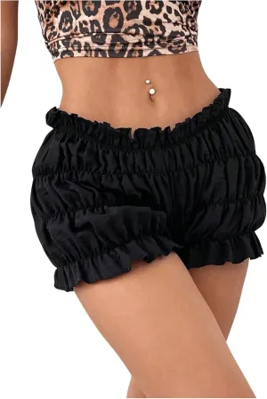Women's Plaid Low Rise Checkered Bloomer Y2k Mini Ruffle Micro Boxer Shorts