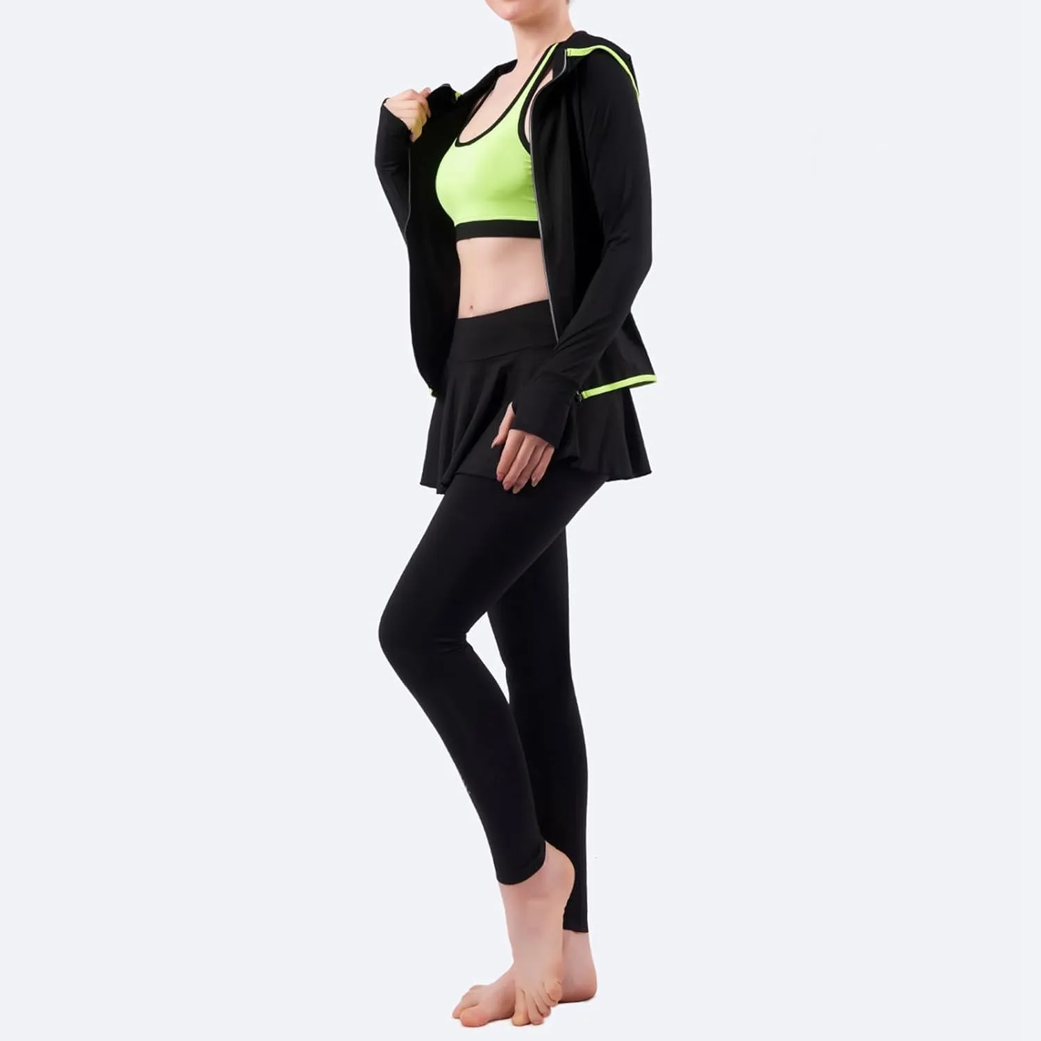 Women's Skirted Leggings Capri Skirt with Pockets Yoga Active Tights Pants Golf Tennis Workout Skort