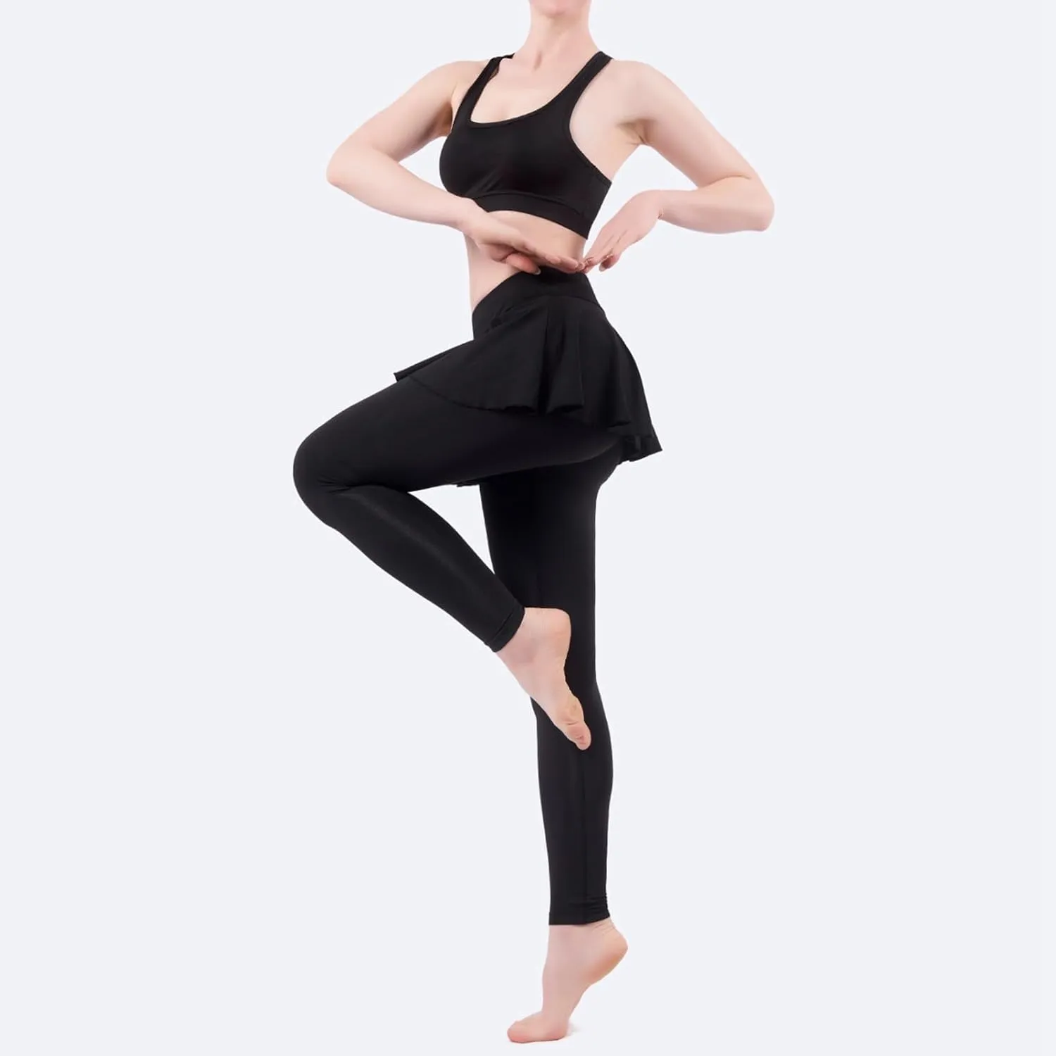 Women's Skirted Leggings Capri Skirt with Pockets Yoga Active Tights Pants Golf Tennis Workout Skort