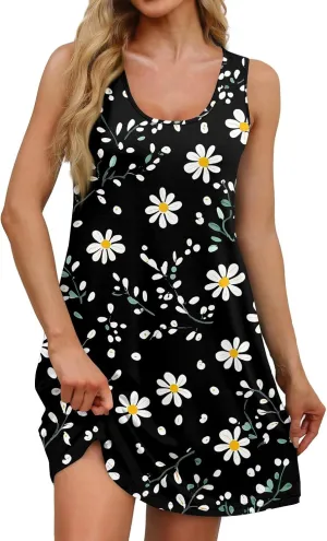 Women's Sleeveless Summer Dress with and Butterfly Print Casual Loose Fit for Beach and Daily Wear