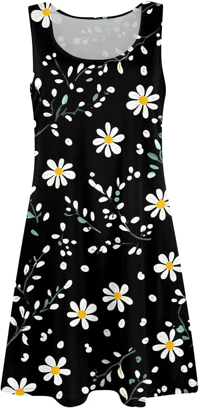 Women's Sleeveless Summer Dress with and Butterfly Print Casual Loose Fit for Beach and Daily Wear