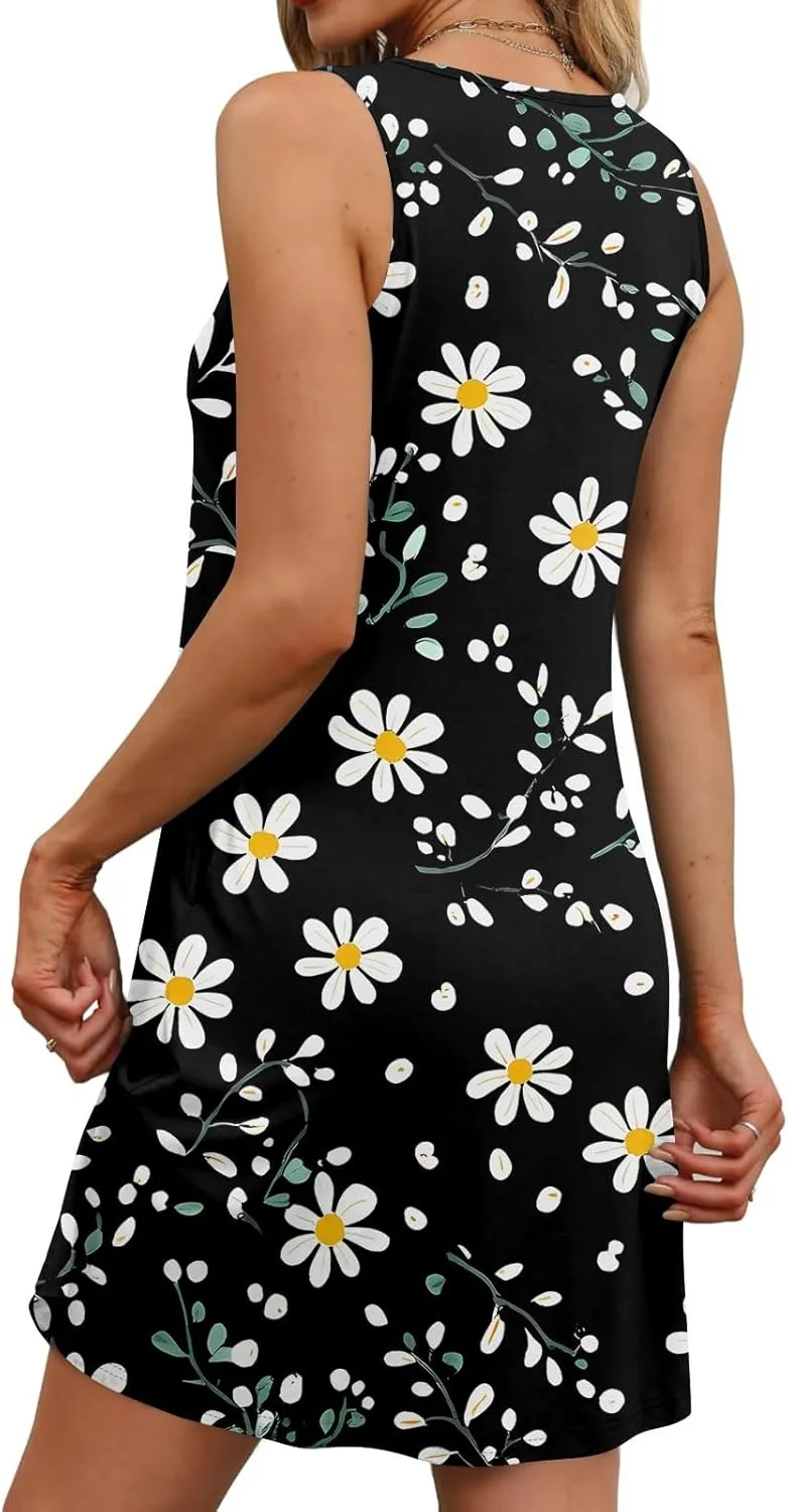 Women's Sleeveless Summer Dress with and Butterfly Print Casual Loose Fit for Beach and Daily Wear