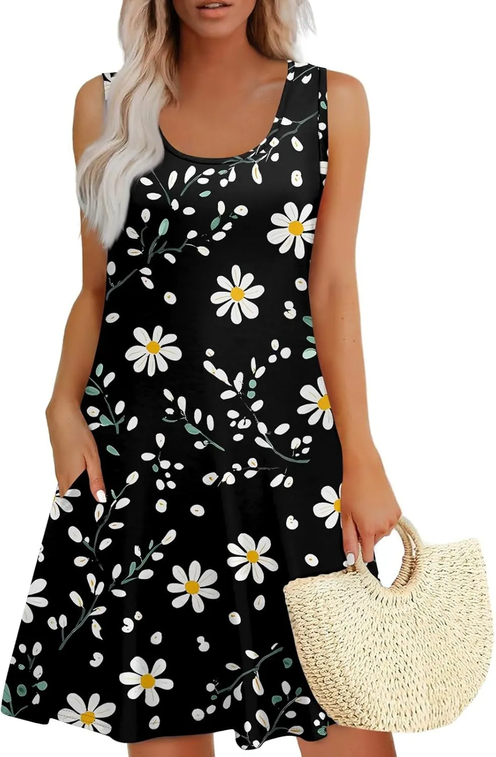 Women's Sleeveless Summer Dress with and Butterfly Print Casual Loose Fit for Beach and Daily Wear