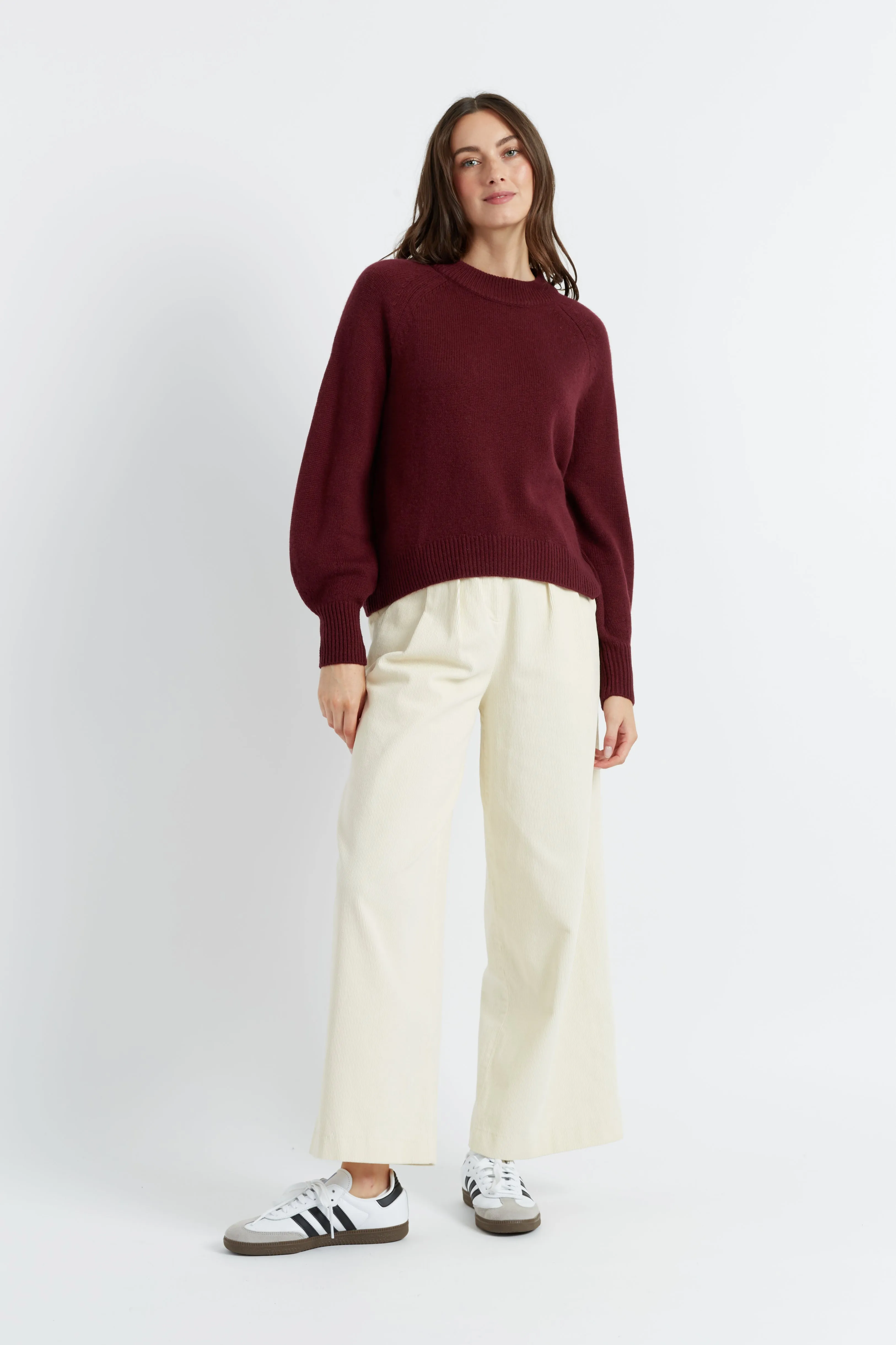 Womens Sweater Chinti And Parker Claret Wool-Cashmere Saddle Sleeve Size XS-3L