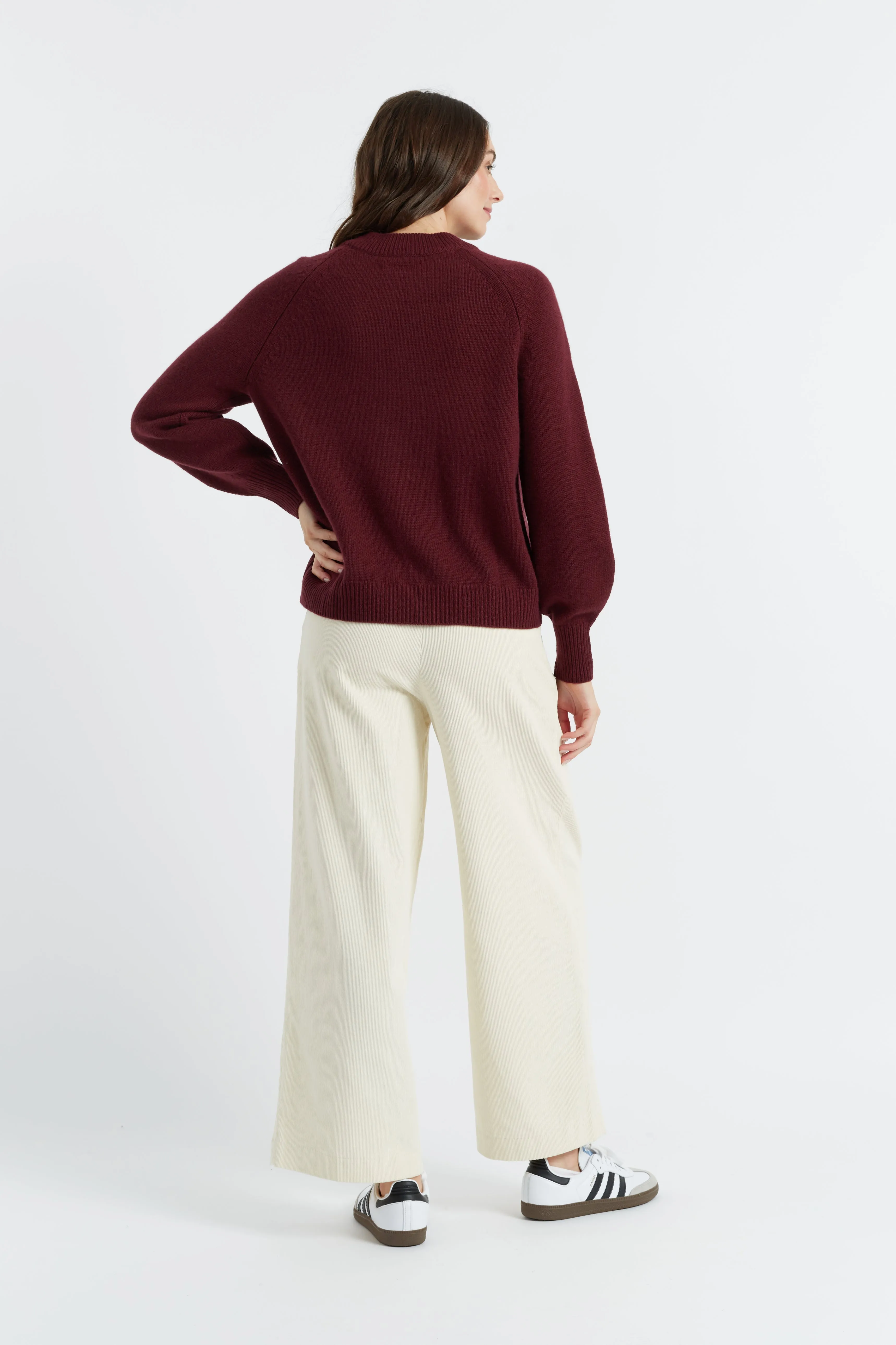Womens Sweater Chinti And Parker Claret Wool-Cashmere Saddle Sleeve Size XS-3L