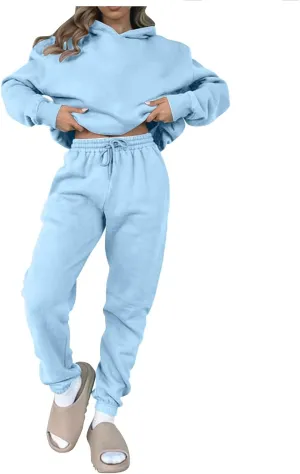 Womens Sweatsuits 2 Piece Set Sweatsuits Pullover Fleece Sweatshirt Jogger Pants Lounge Set Two Piece Jogging Suits