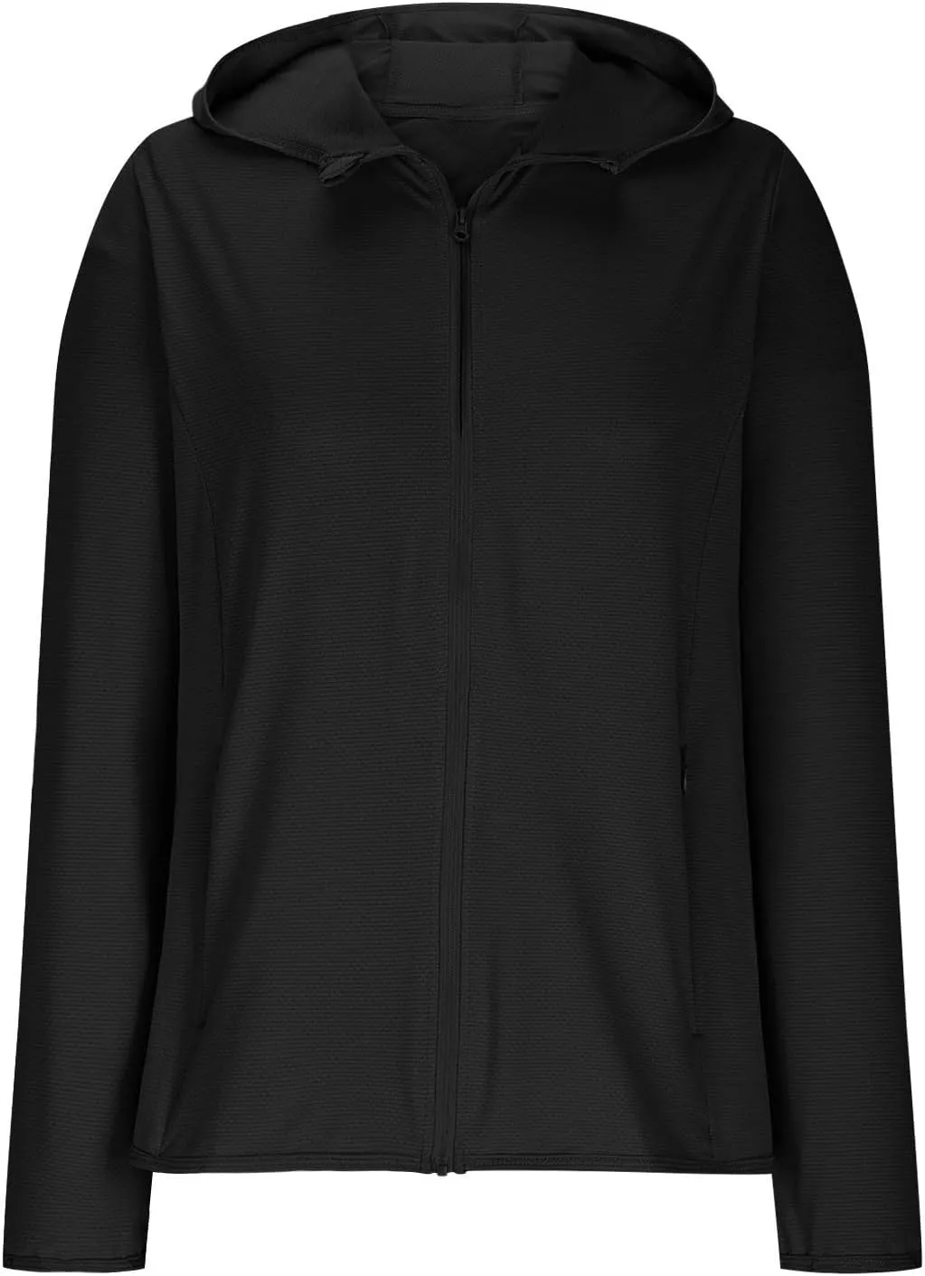 Womens Upf 50  Sun Protection Hoodie Jacket Summer Full Zip Slim Rash Guard Casual Long Sleeve Sun Shirt with Pocket