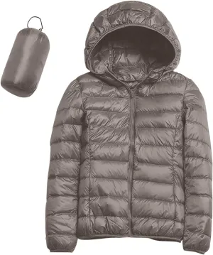 Womens Warm Lightweight Puffer Jackets Fashion Solid Color Waterproof Quilted Coats White Duck Down Casual Outerwears
