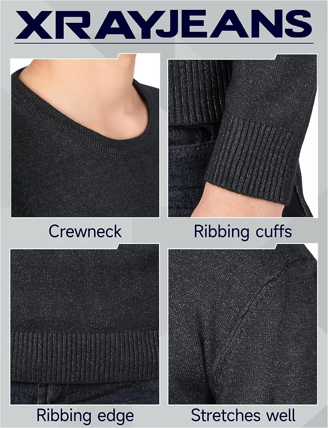 X RAY Boys Crewneck Sweater (XS - XXL), School Uniform Big Boys' & Little Kids Youth Crew Neck Long Sleeve Pullover