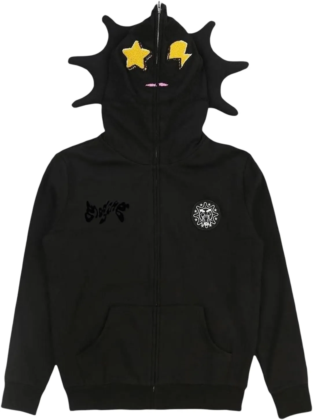 Y2K Skeleton Oversized Full Zip Up Hoodie Women Rhinestone Skull Graphic Sweatshirt E-Girl Streetwear