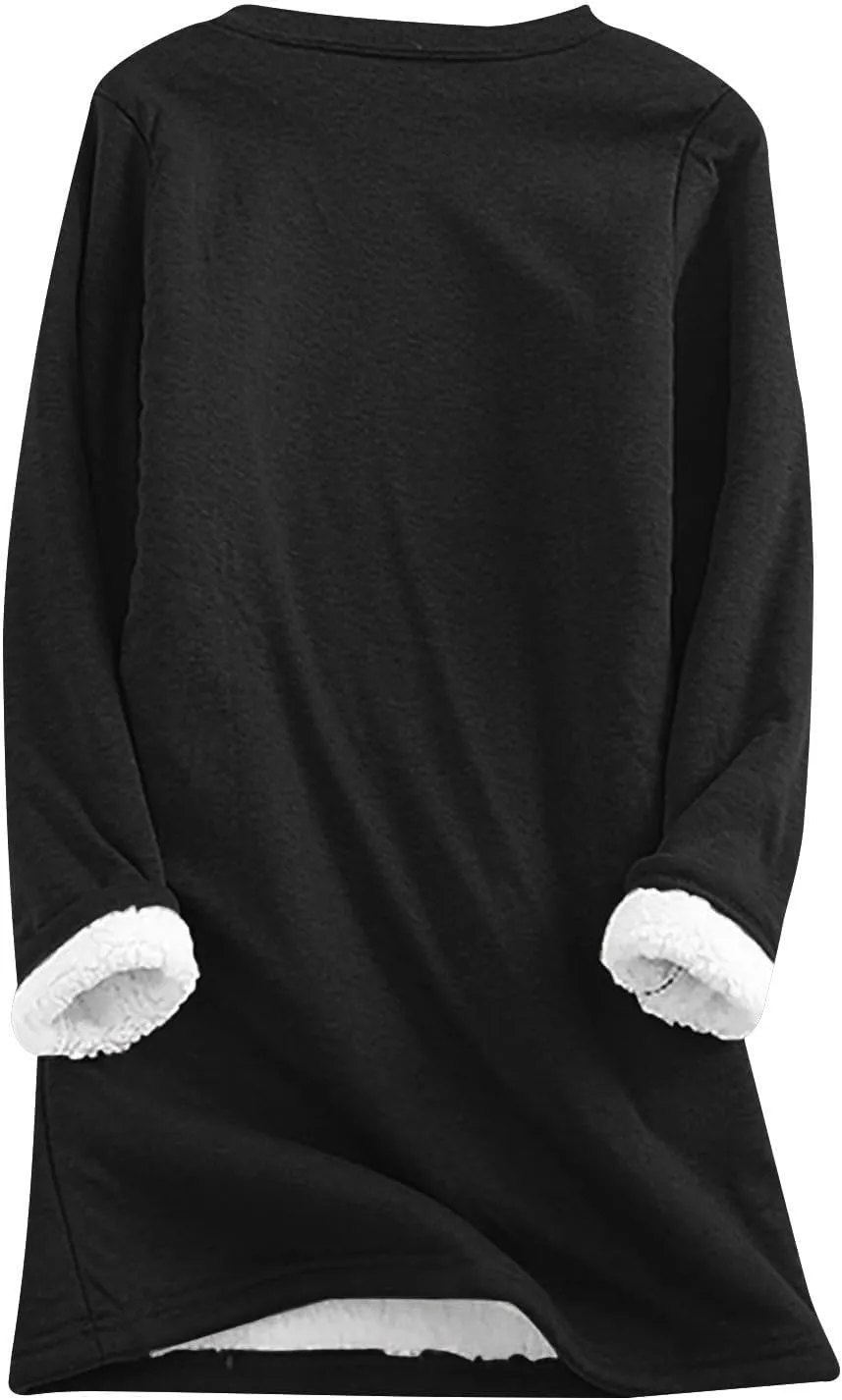 Yes,I'm Still Freezing -Me 24:7 Sherpa Lined Sweatshirt Women Fuzzy Fleece Thermal Outerwear Letter Print Pullover