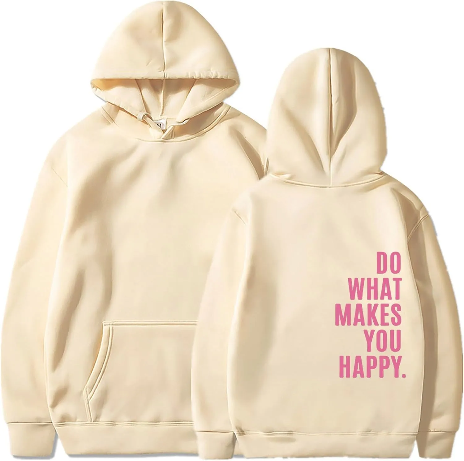 YUHGODO Women Oversized Hoodie Long Sleeve Letter Print Casual Drawstring Cute Preppy Pullover Sweatshirts for Teen Girls