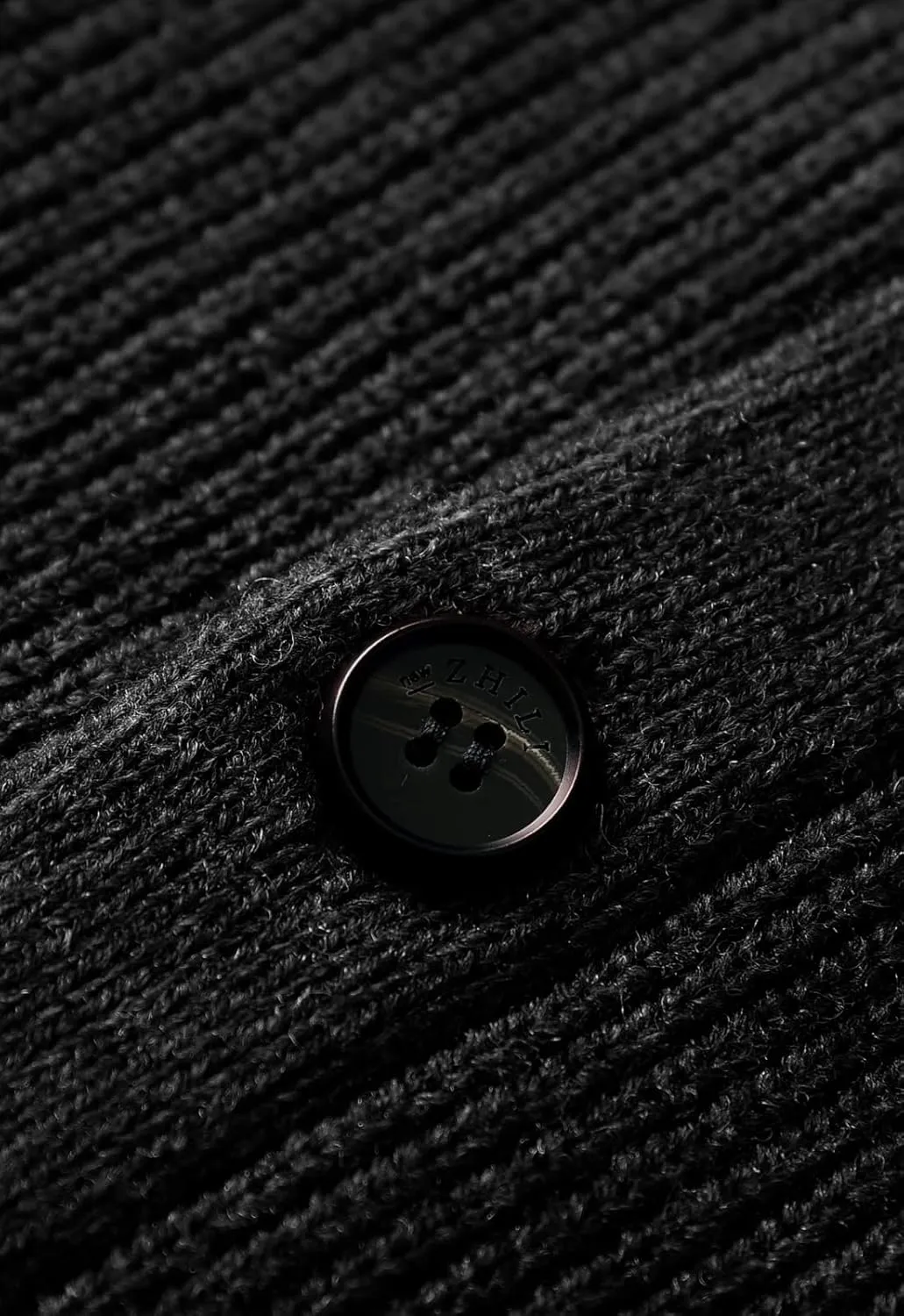 ZHILI Men's Shawl Collar Cardigan Sweater Slim Fit Cable Knit Button up Black Merino Wool Sweater