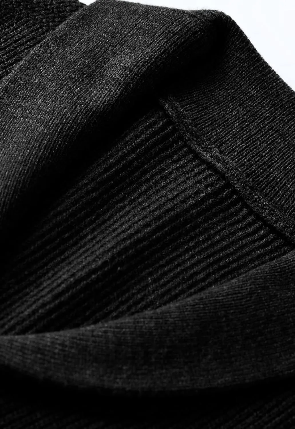 ZHILI Men's Shawl Collar Cardigan Sweater Slim Fit Cable Knit Button up Black Merino Wool Sweater