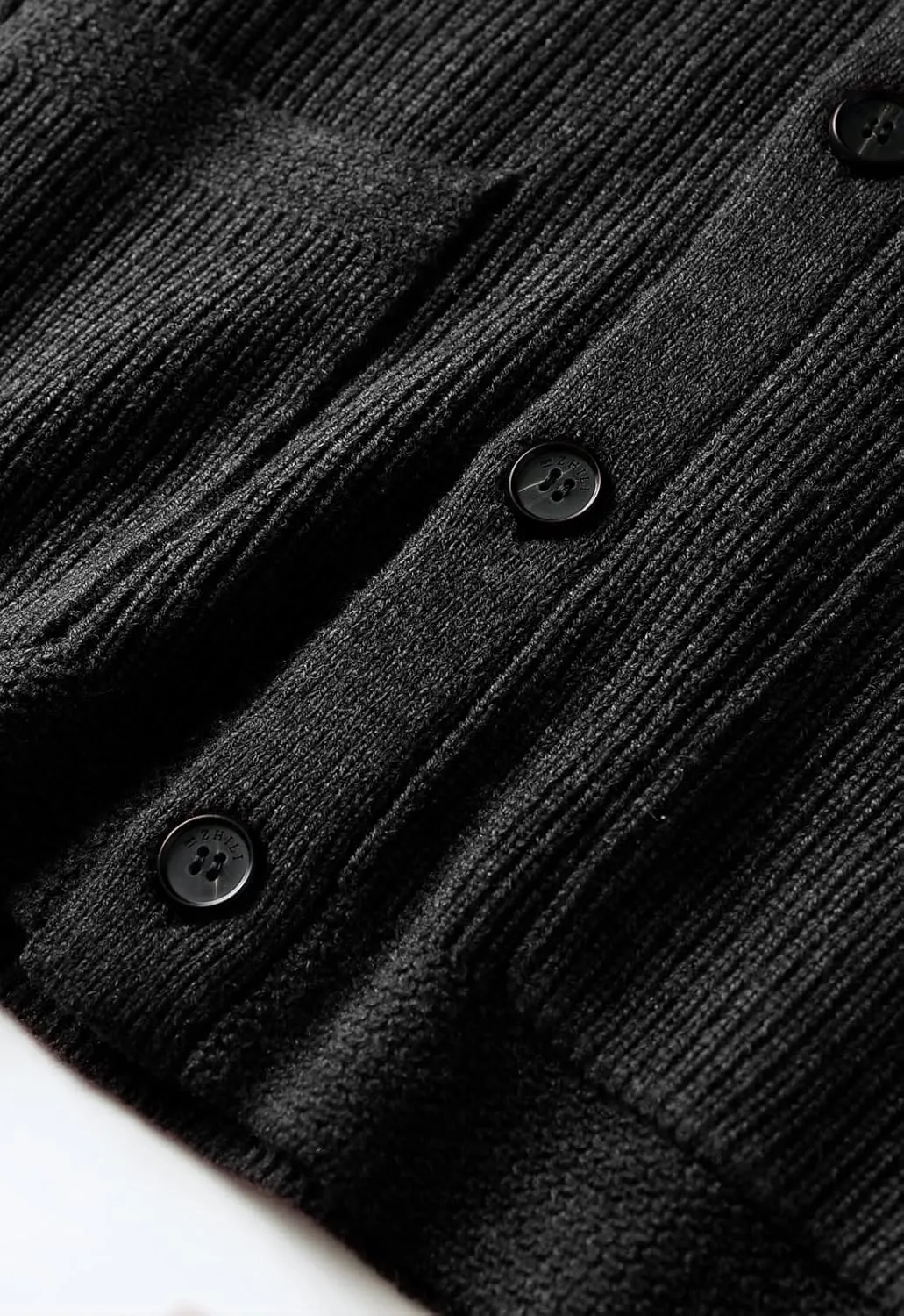 ZHILI Men's Shawl Collar Cardigan Sweater Slim Fit Cable Knit Button up Black Merino Wool Sweater