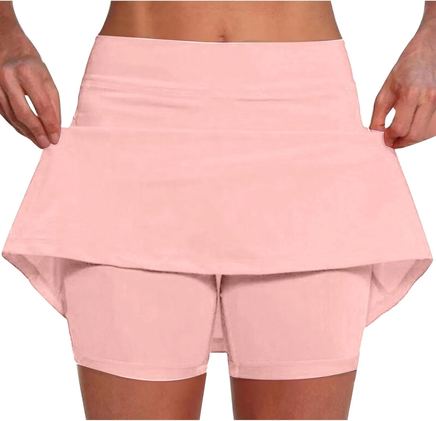 Zkuisw Shorts for Women 2024 Fashion Mid-Waist Stretch Yoga Athletic Skirt Pants Casual Solid Sports Shorts Leggings Skorts