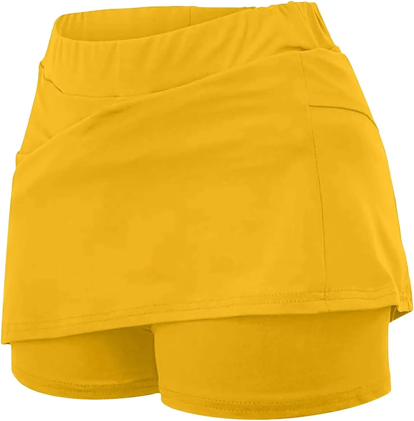 Zkuisw Shorts for Women 2024 Fashion Mid-Waist Stretch Yoga Athletic Skirt Pants Casual Solid Sports Shorts Leggings Skorts